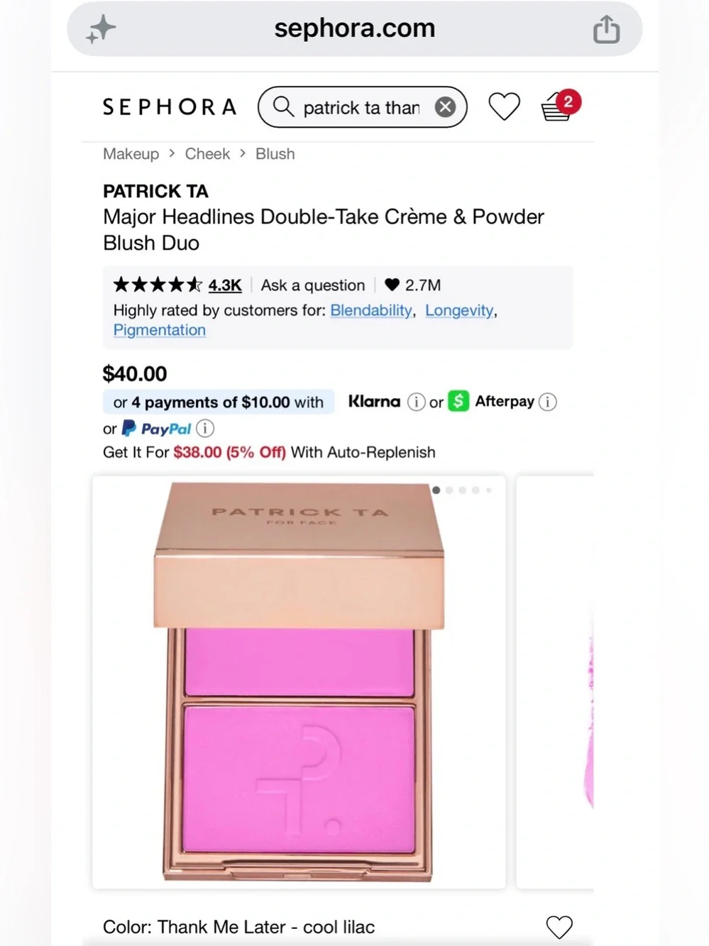 Patrick Ta Double-Take Blush Duo - Pink Coral (Thank Me Later)
